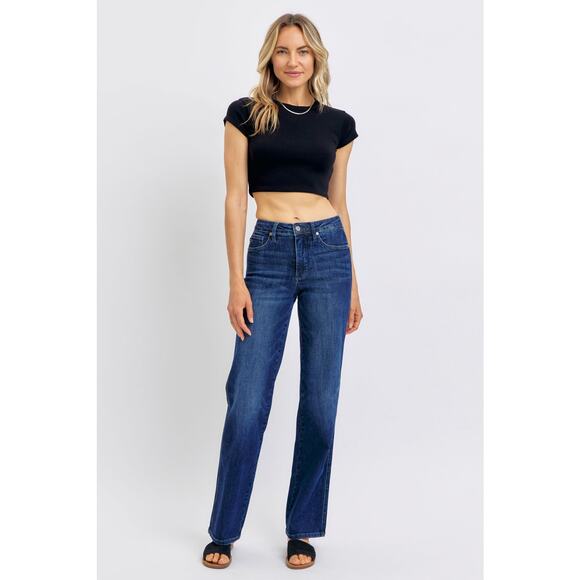 Judy Blue Denim - Judy Blue Tummy Control Mid Rise Straight Jeans - JB88861DK - Size 1/25